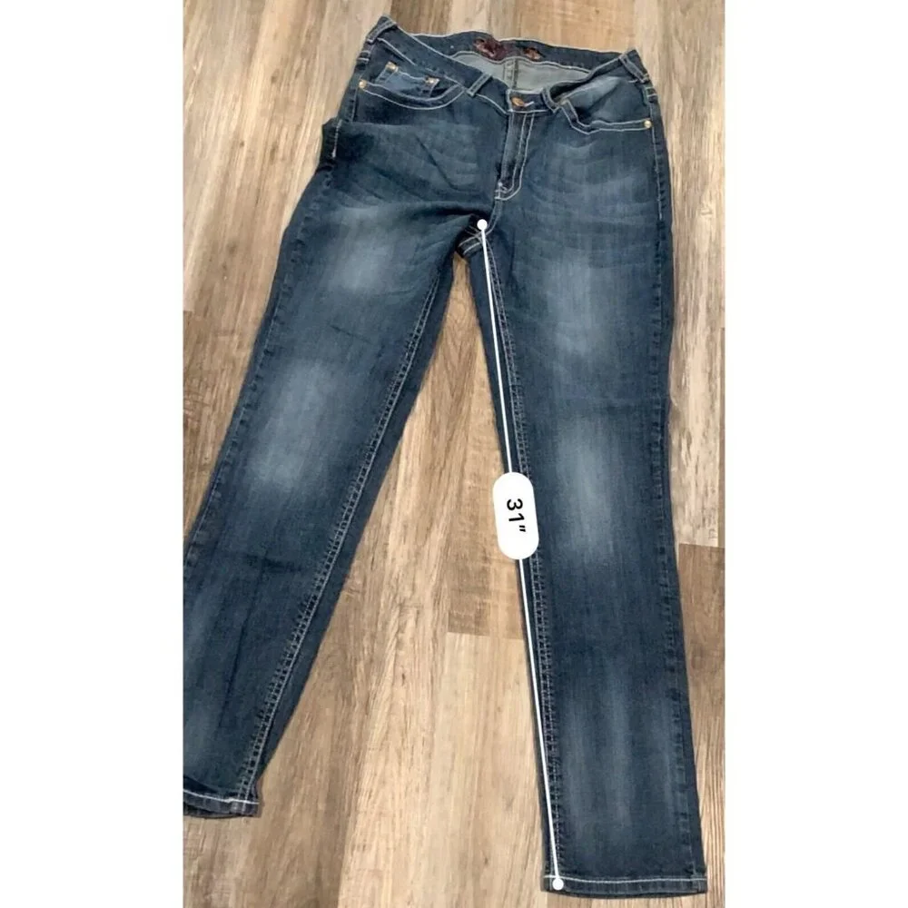 Philanthropic Jeans Womens Size 16 Blue Denim Straight Leg Mid Rise Medium Wash - Picture 12 of 14